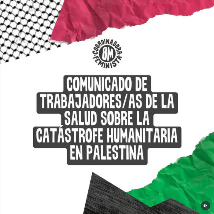 COMUNICADO DE TRABAJADORES DE LA SALUD SOBRE LA CATÁSTROFE HUMANITARIA EN PALESTINA